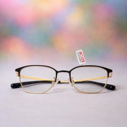 Elegant Black & Gold Rectangular Spectacle Frame - Roos Eyewear