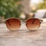 Gold Round Brown Sunglasses – Roos Eyewear - Image 3