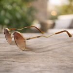 Gold Round Brown Sunglasses – Roos Eyewear - Image 2