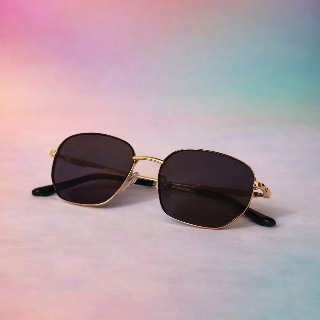 ChatGPTImageFeb12202602_31_21P Black Square Metal Sunglasses with Gold Bridge – Roos Eyewear - Image 1