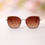 Gold Square Brown Gradient Sunglasses – Roos Eyewear - Image 2
