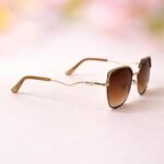 Gold Square Brown Gradient Sunglasses – Roos Eyewear - Image 4
