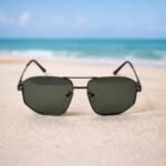 Matte Black Square Aviator Sunglasses – Roos Eyewear - Image 2