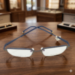 Square Blue Ass Frame Eyeglasses – Roos Eyewear - Image 3